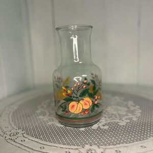 Glass Jug with Hand Painted Peach Design